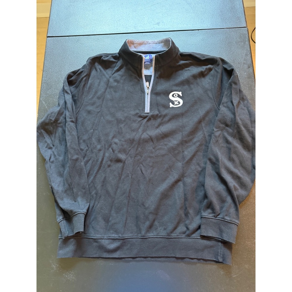 Johnnie-O Chicago White Sox Quarter Zip Pullover Black JMKO1460 Mens Large